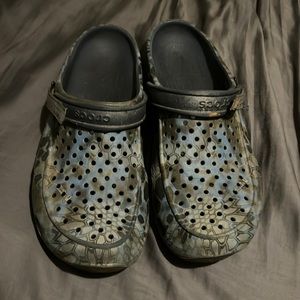 Blue fish scale crocs size 13